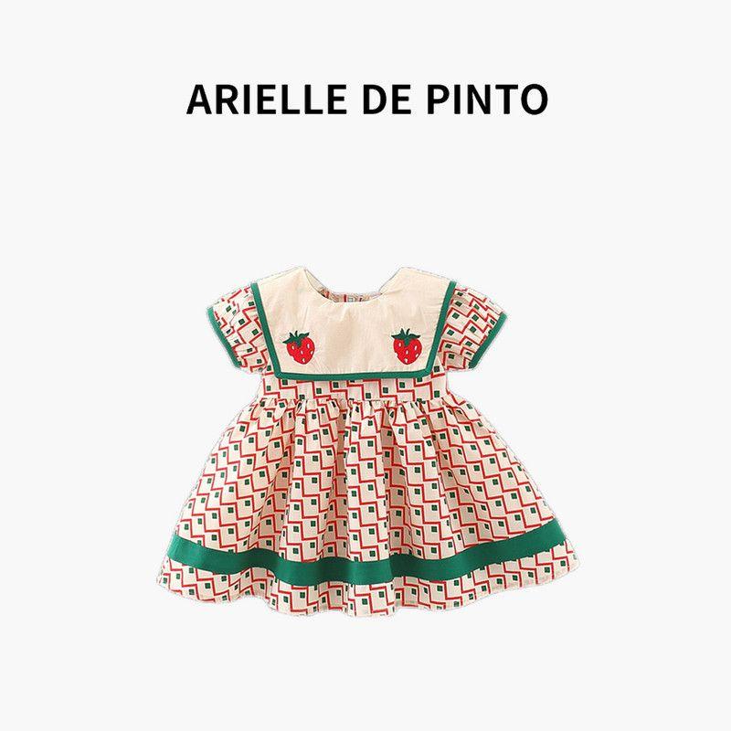 Французская Arielle De Pinto Детская одежда Летний стиль Модное платье-принцесса для девочек Модное платье для маленьких девочек Pink 73CM