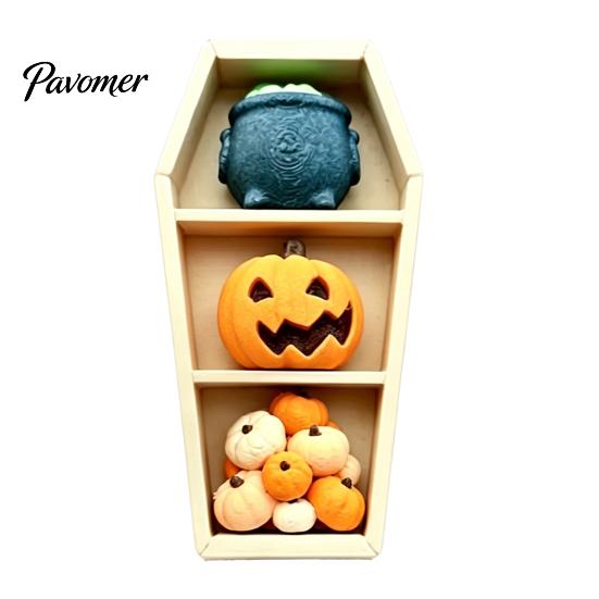 Mini Plastic Pumpkin Figurines Halloween Gothic Coffin-Shaped Fidget Clicker Toy, Push Pop Sensory Toy with Stress Relief Toys Ghost Figures, Novelty