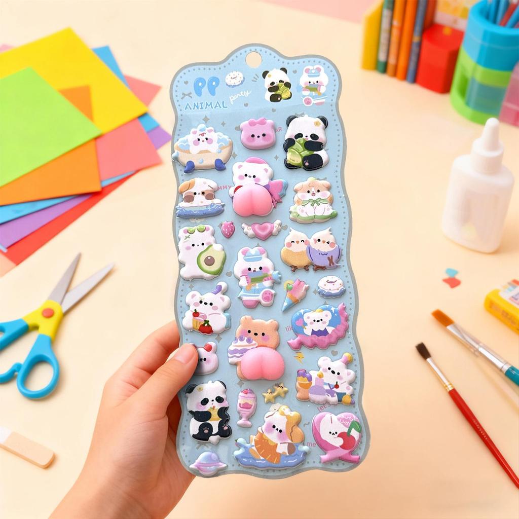 1PC Cartoon Stickers Mini  Cartoon 3D Animals Stickers Cute Scrapbooking DIY Journal Stationery Sticker Adhesive Decor Supplies