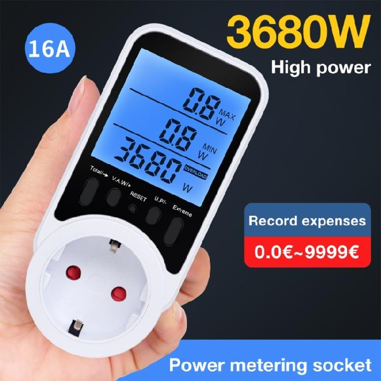 Professional Grade Power Monitoring Socket Electricity Current Detection Energy Cost Overloading Protective 3680W