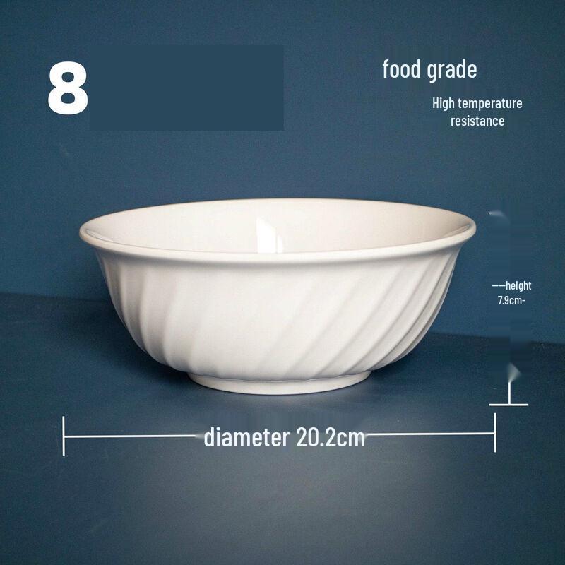 

777 White Thickened Melamine 8-inch Twill Rice Bowl (10-Pack)