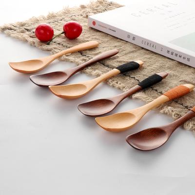 Wood Rice Soup Dessert Spoon Traditional Wooden Spoons Large Long Handled Spoon Kids Spoon Coffee Tea Mixing Tableware Kitchen