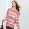 Betu Women's Striped Drop-Shoulder Sweater with Colorful Buttons