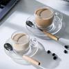High End American Style Coffee Cups Light Luxury Afternoon Tea Glass Coffee Cup Home Breakfast Oat Yogurt Cup