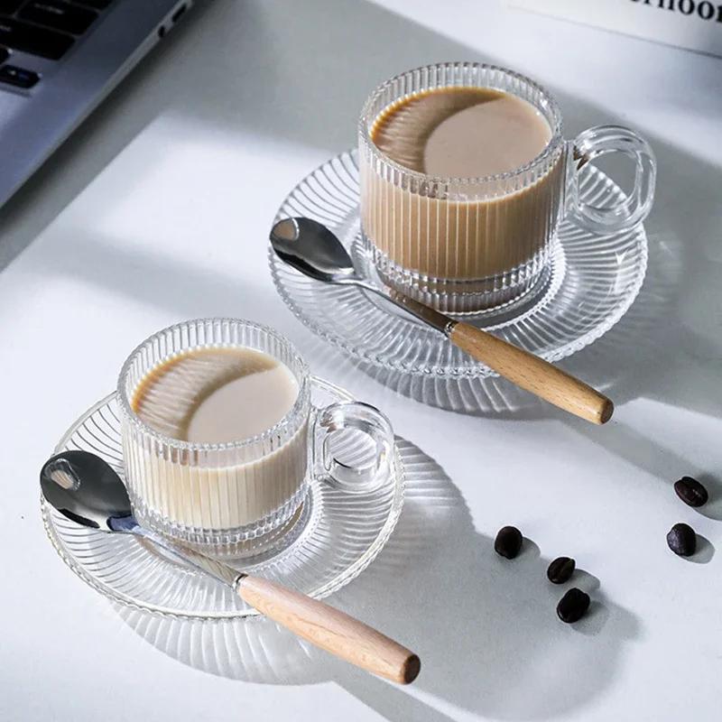 High End American Style Coffee Cups Light Luxury Afternoon Tea Glass Coffee Cup Home Breakfast Oat Yogurt Cup