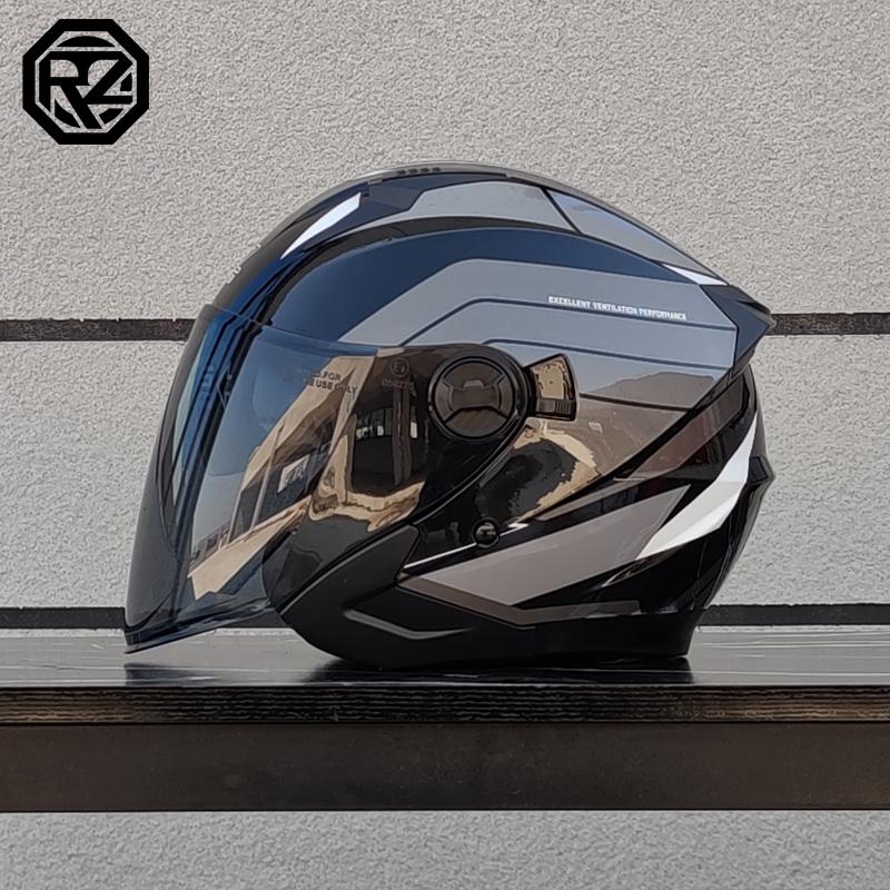 ORZ Motorcycle Helmet Half Face Double Lens Moto Four Seasons Men Women Street Fashion Helmet Capacete De Moto Safety