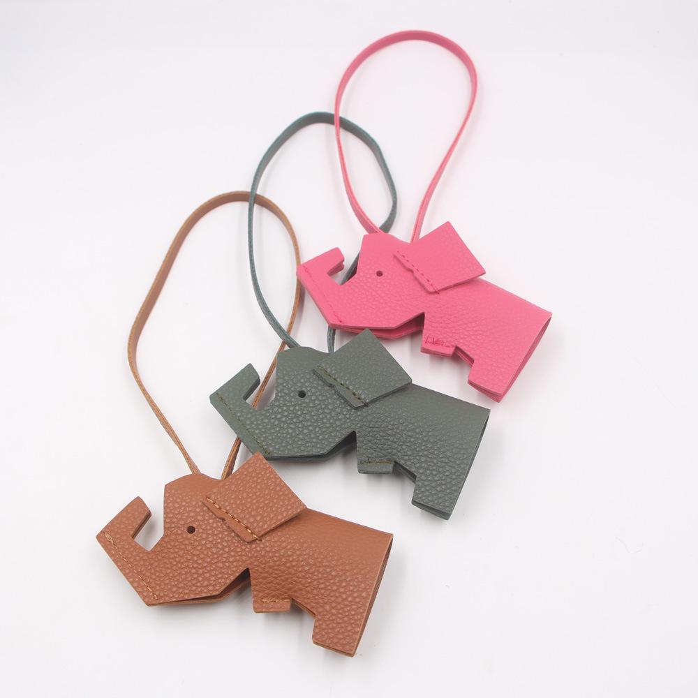 Litchi Pattern Elephant PU Leather Lanyard Bag Charm - Cute Backpack Pendant