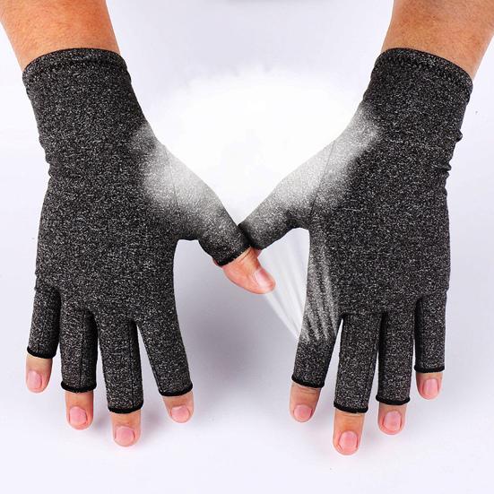 Arthritis Compression Gloves Breathable Half-Finger Gloves Stretchy Hand Arthritis Relief Gloves for Typing Carpal Tunnel Rheumatoid Tendonitis