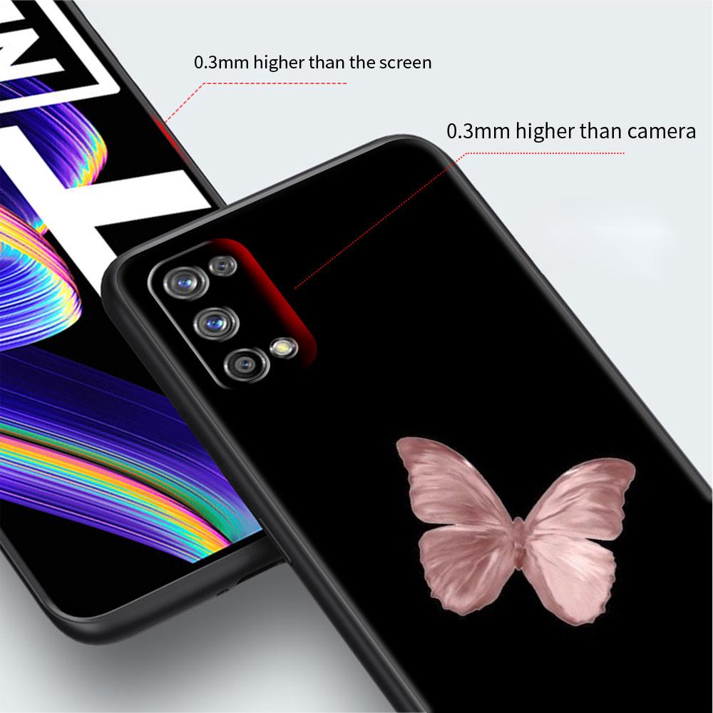 Case For Realme 8 C21y GT Neo 2 3 8i C21 7 C11 6 C12 C35 C3 GT 9 Pro C12 Silicone TPU Phone Cover Beauty Pink Butterfly