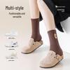 Women's Mid-calf Sweat-wicking Cotton Socks with Trendy Embroidered C Letter - Autumn/Winter Collection