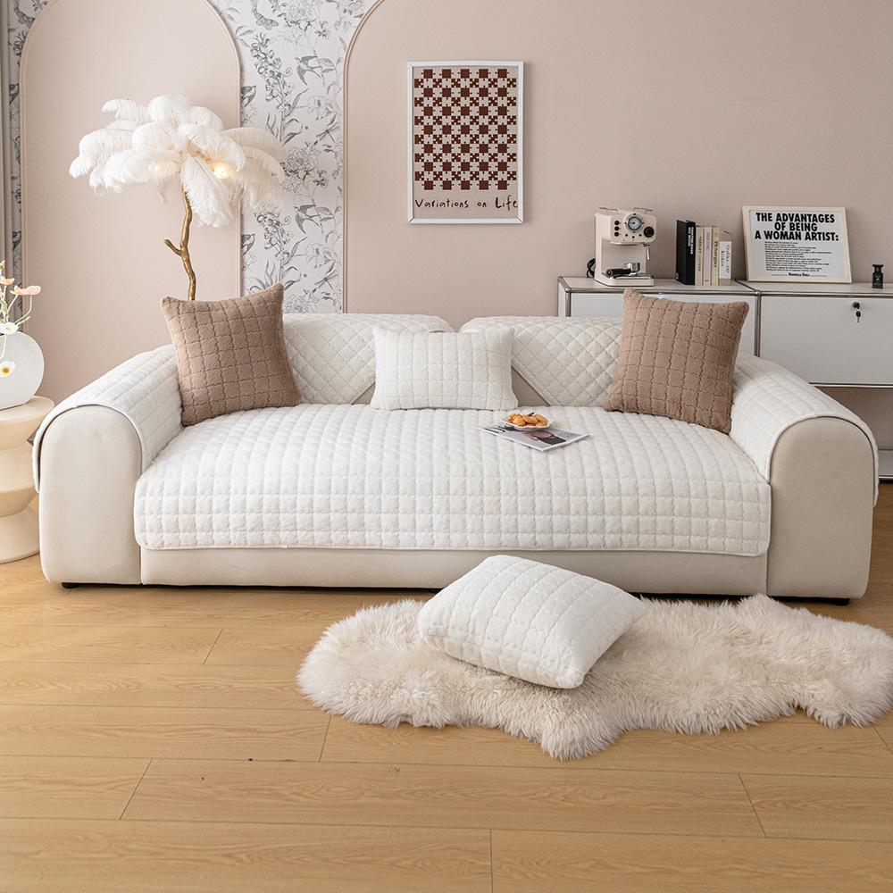 

Осенне-зимняя плюшевая диванная подушка с кроликом, утолщенная нескользящая легкая роскошная подушка, кожаный чехол для дивана, новый скандинавский чехол, полотенце 70*70