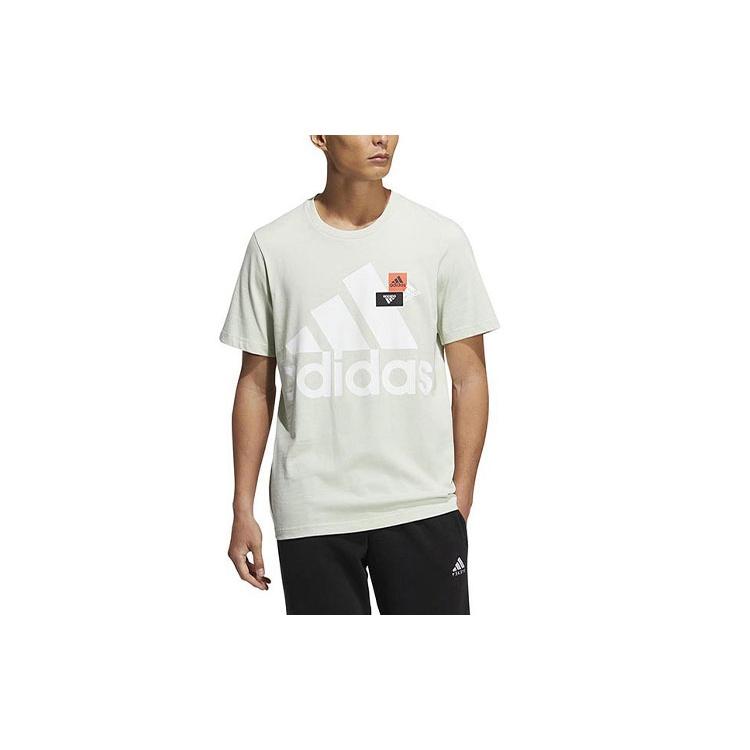 adidas Logo Printing Round Neck Short Sleeve Green T-Shirt Men s HN9046 XL
