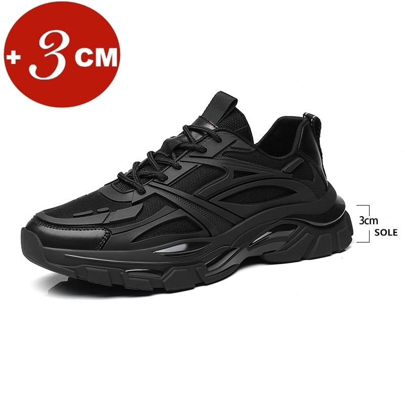 Winter Chunky Erhöhung Sneakers Mann Echtes Leder Mesh Aufzug Schuhe Warme Dicke Sohle Lift Männer Schuhe Erhöhen Einlegesohle 6-8CM