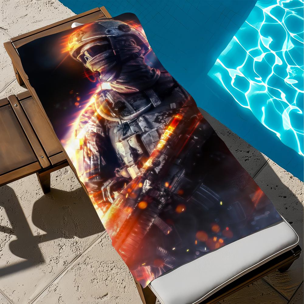 Game B-Battlefield 6 Towel Large Quick-Drying Microfiber soft Beach Towel for Travel Fitness Sauna Bathing Camping