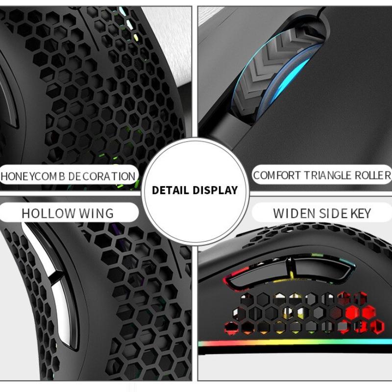 Rechargeable Gaming Mouse USB 2.4G Wireless RGB Light Honeycomb Gaming Mouse Desktop PC Computers Notebook Laptop Mice
