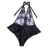 Women Nightdress Halter Neck See-through Lace Off Shoulder Open Crotch Bodysuit Sleeveless