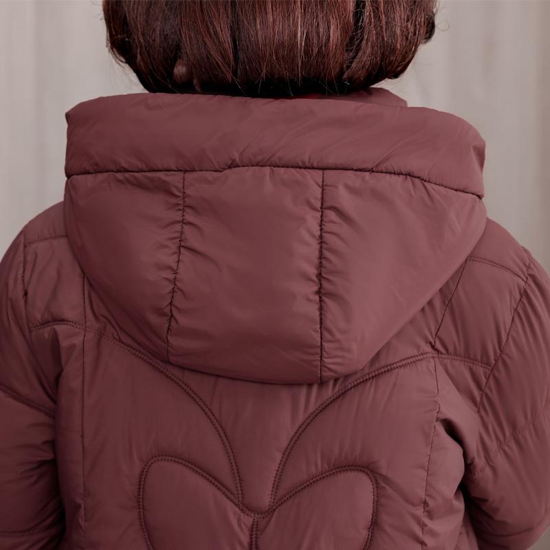 Plus Size XL-5XL Middle Age Woman Winter Short Coats Hooded Elegant Loose Thick Warm Parkas Female Jacket