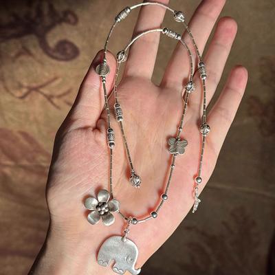 Etnický styl  Thajské stříbro retro vaječný květ slon přívěsek náhrdelník Pánské a dámské  roztomilý řetízek na krk  doplňky