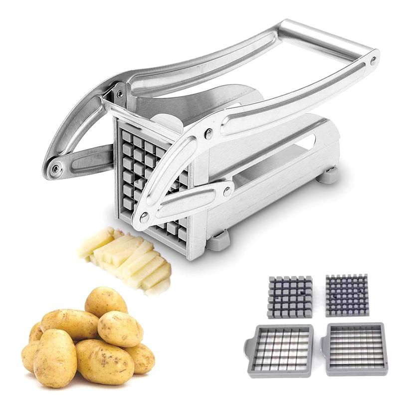 Pommes Frites Schneider Edelstahl Kartoffel Chipper Mit 36/64 Löchern Klingen Schnelles Schneiden Chips Maker Manuelle Lebensmittelschneidemaschine Küche