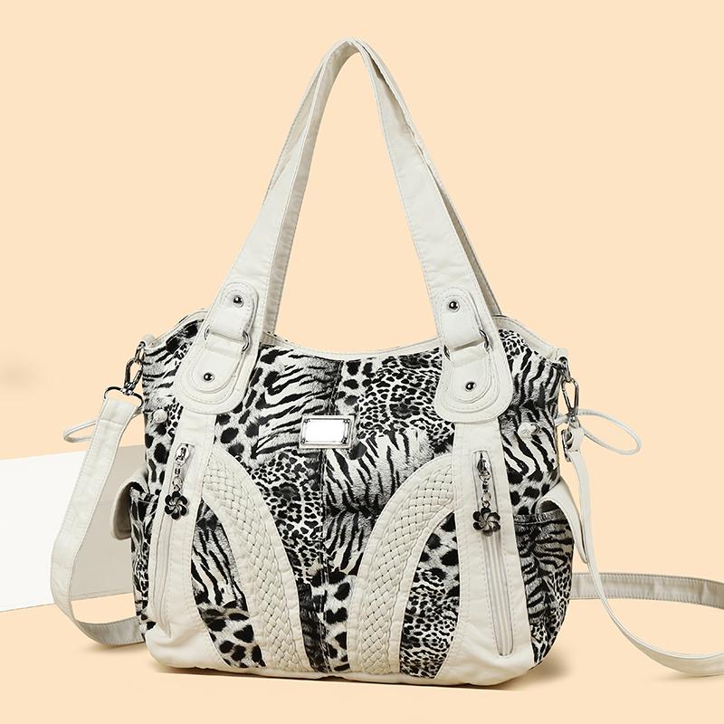 Women's Vintage Leopard Print Tote Bag Single Shoulder Crossbody Bag