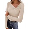 Women's Long-Sleeve Asymmetrical V-Neck Top