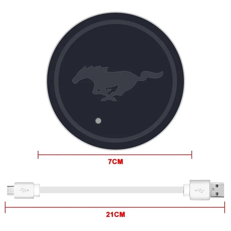 Car Logo LED Luminous Water Cup Coaster Colorful Coaster Lamps for Ford Mustang Shelby GT 350 500 Cobra 2005 2009 2014 2015 2018