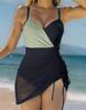 Traje de baño de mujer Color Block Malla Cordón Ajustable Slim Traje de baño de una pieza Conjunto de bikini Ropa de playa Trajes de baño