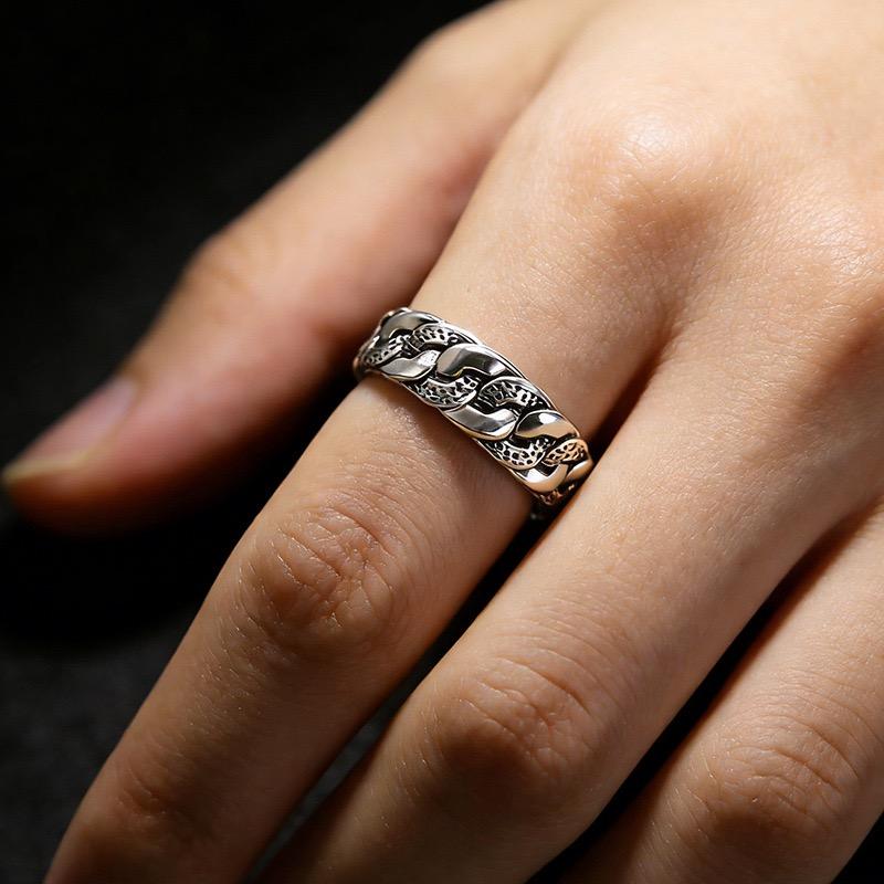 Copper Rings For Women Couple Minimalist Handmade Vintage Chain Ring Fine Jewelry Birthday Gift Prevent Allergy