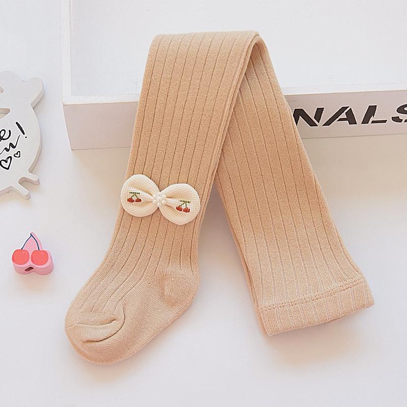 Girls Bow Tights Thin Baby Sweet Princess Casual Tights Baby Pantyhose Children s Spring Autumn Solid Baby Tights S хаки
