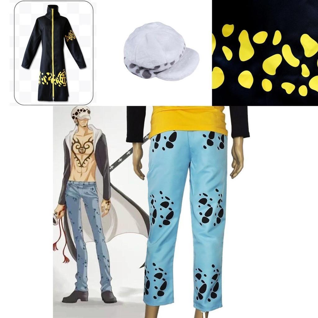 Exquisite One Piece Trafalgar Law Cosplay Costume Set With Cloak Pants And Hat
