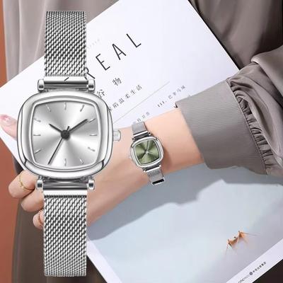 Kleine quadratische Uhr für Damen Mode Edelstahl-Mesh-Armband Quarzuhren Damen Luxus-Geschenk Armbanduhren Dropshipping