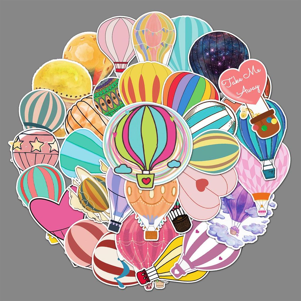 50PCS Hot Air Balloon Stickers for Luggage, Laptop, Car, and Decor