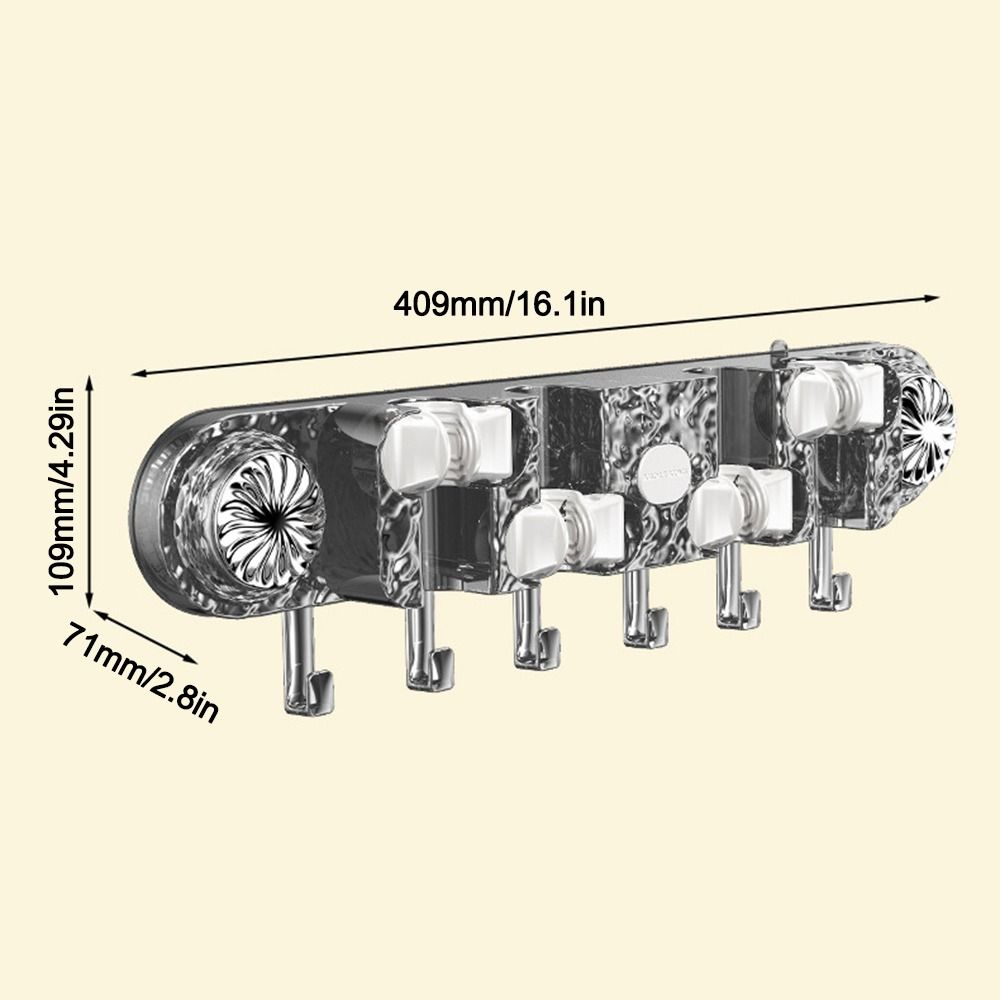 with Hooks Broom Brush Hanger Wall Mounted Bathroom Storage Rack Durable Mop Clamp Holder