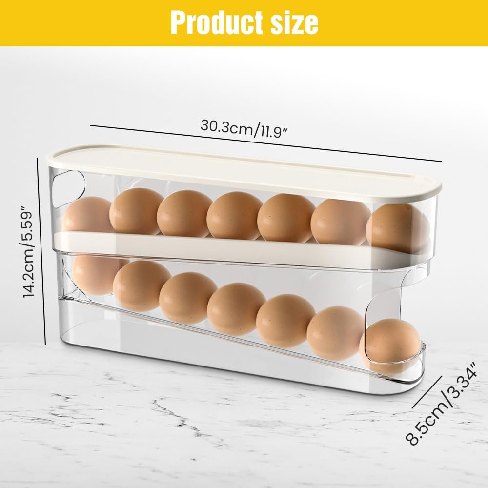 Auto Rolling Fridge Egg Container Space Saving Eggs Dispenser for Refrigerator Storager Automatic Scrolling Egg Rack Holder for Kitchen
