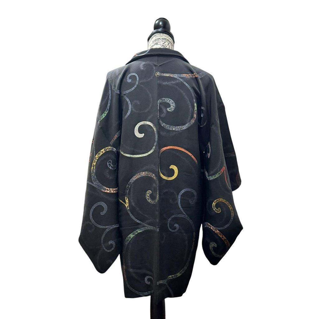 Used Vintage Pure Silk Haori Kimono Coat For Clothes Japanese Modern Antique Kimono Retro Everyday Use Stylish Layering Outerwear Overseas Souvenir