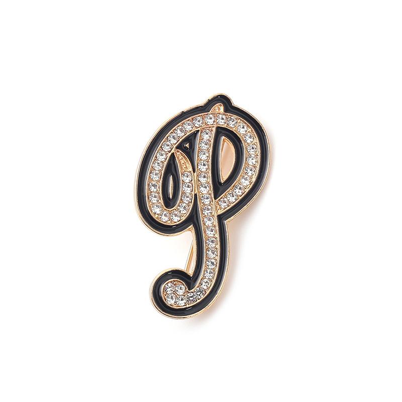 Fashion Women Rhinestone Brooch A-Z English Letter Metal Corsage Pins Crystal Alphabet Jewelry Shirt Clothes Accessories Gift