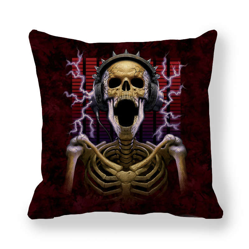 Creative Skull Flower Series Digital Printing Short Plush Pillow Covers For Car Sofa Office Cushion Cover Home Goods 60X60Cm