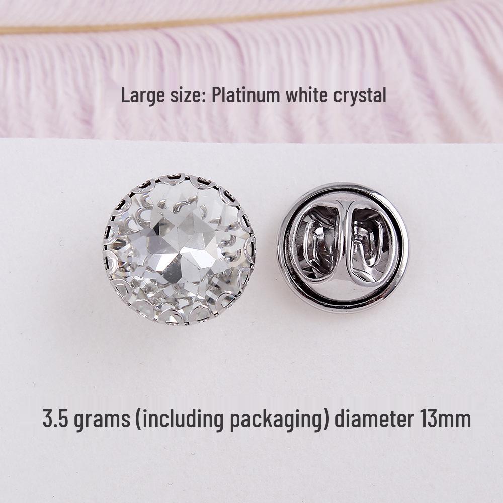Elegant Crystal Button Brooch: High-End Zirconia Lapel Pin Accessory