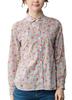 920 Made In Japan Liberty Round Collar Shirt Blouse Top Long Sleeve Tana Lawn B White X Red Small Floral [SPAN] Women's (M, Pattern)