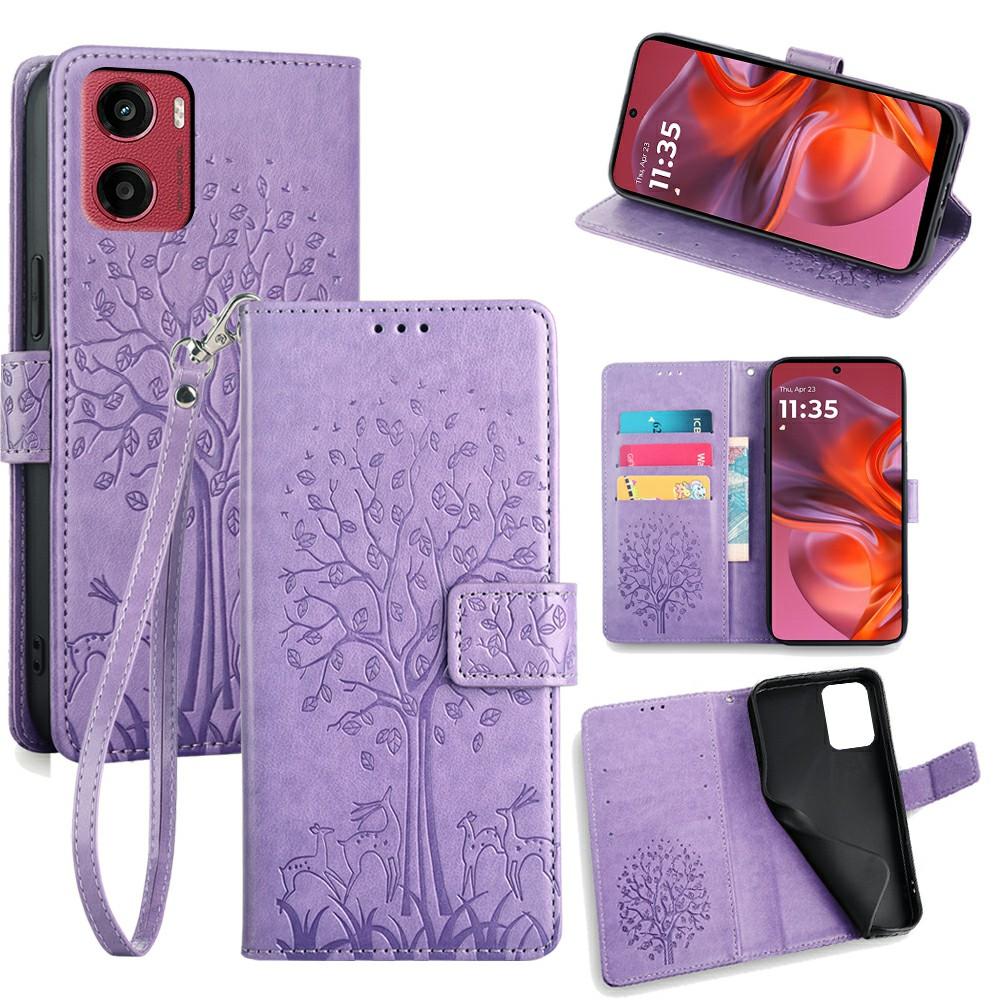For Motorola Moto G05 4G Case PU Leather Wallet Phone Cover Tree Deer Imprinted