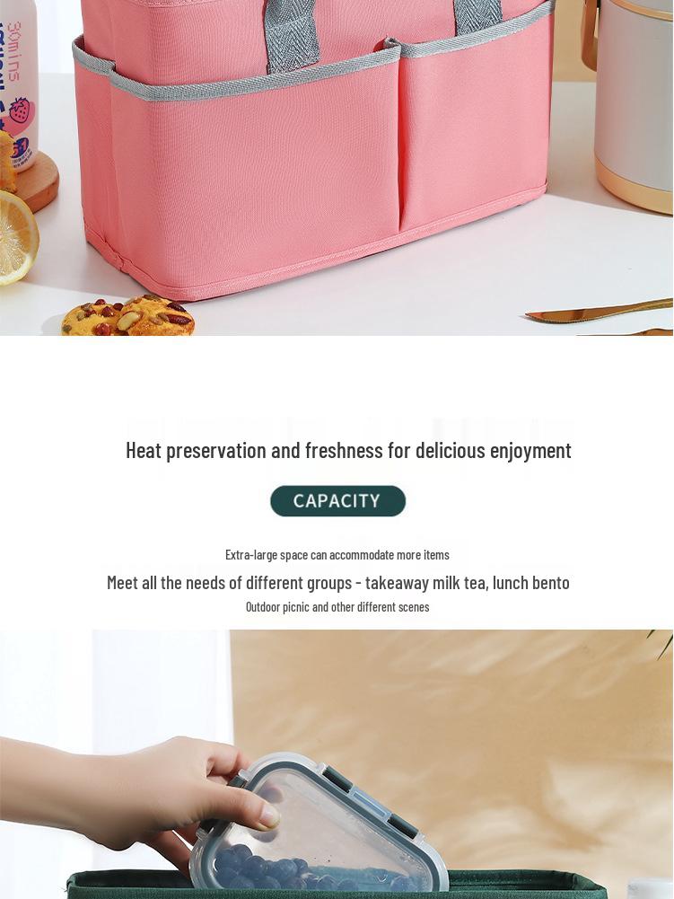 Koreanischer Stil Große Kapazität Isolierte Lunchtasche – Mehrere Taschen und Tragbar für die Arbeit oder den Außenbereich