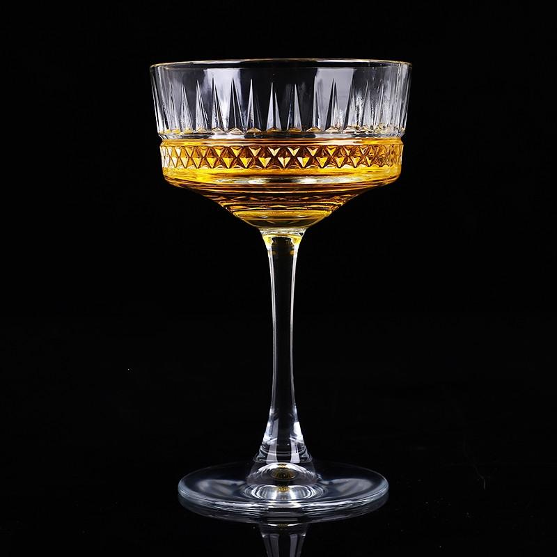 260ml Anaglyph Carved Goblet Martini Glass Champagne Cocktail Cup Bar Tools Set
