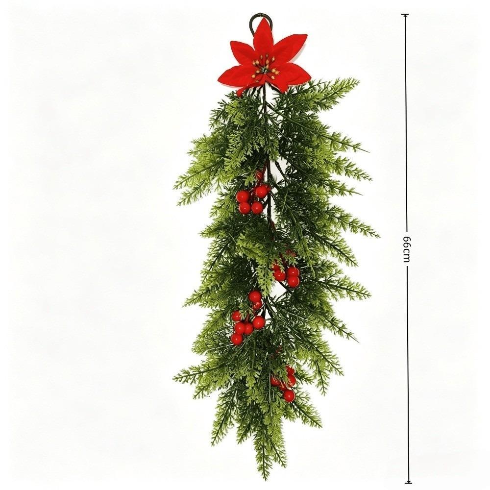 Flexible Branch Artificial Flower Wall Hanging Red Berry Poinsettia Decor  Christmas Party