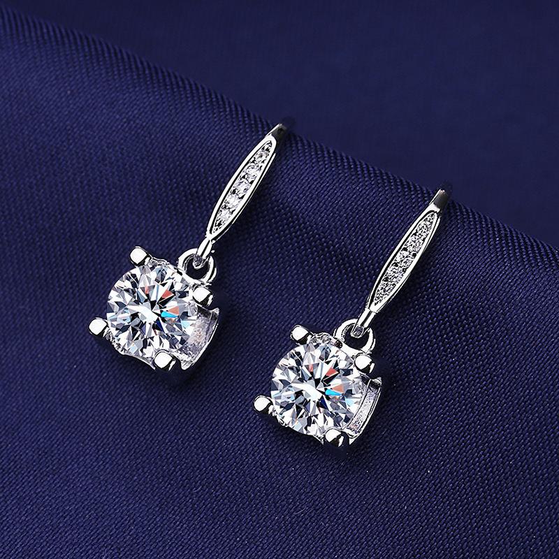 Fine Jewelry 925 Sterling Silver Earrings Inlaid with Zircon Crystal Flower Earrings Charm Jewelry for Women Gift Engagement