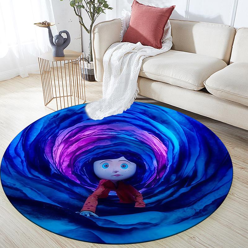 Coraline Round Area Rug,Carpet Rug for Living Room Bedroom Sofa Playroom Decor,Non-slip Floor Mat
