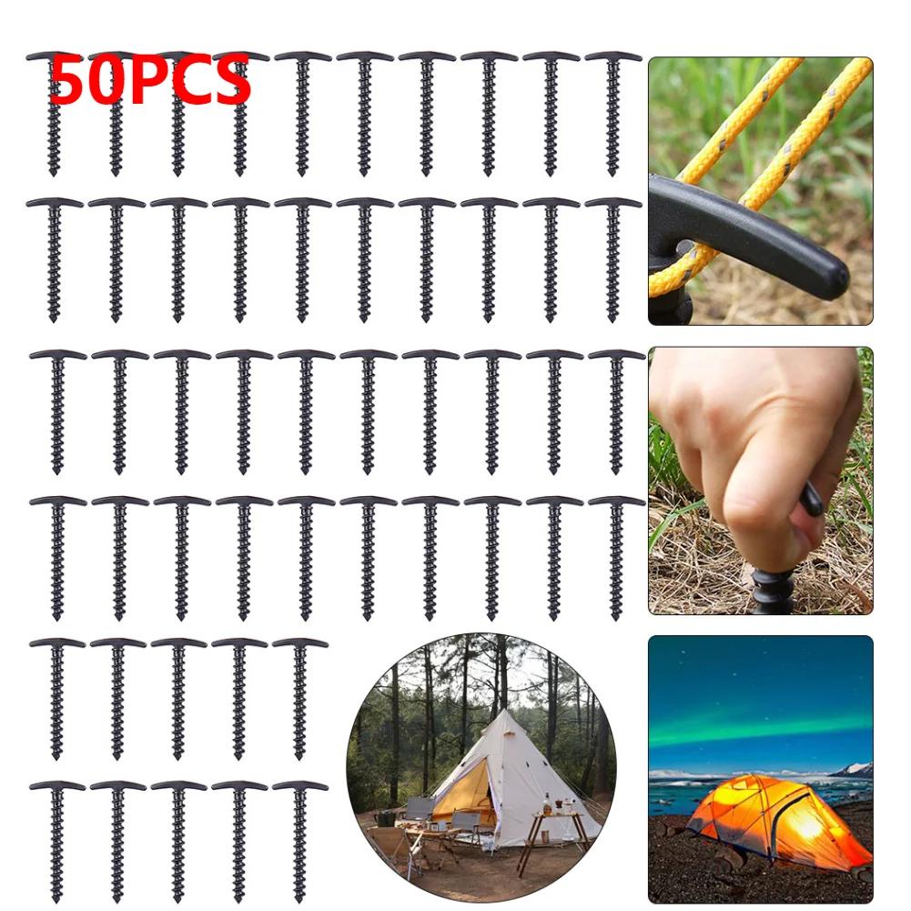 50-10PC Outdoor Screw Anchor Stakes Hiking Tent Stakes Pin Mount Outdoor Camping Peg Ground Nails Spiral Plastic Fixing Supplies