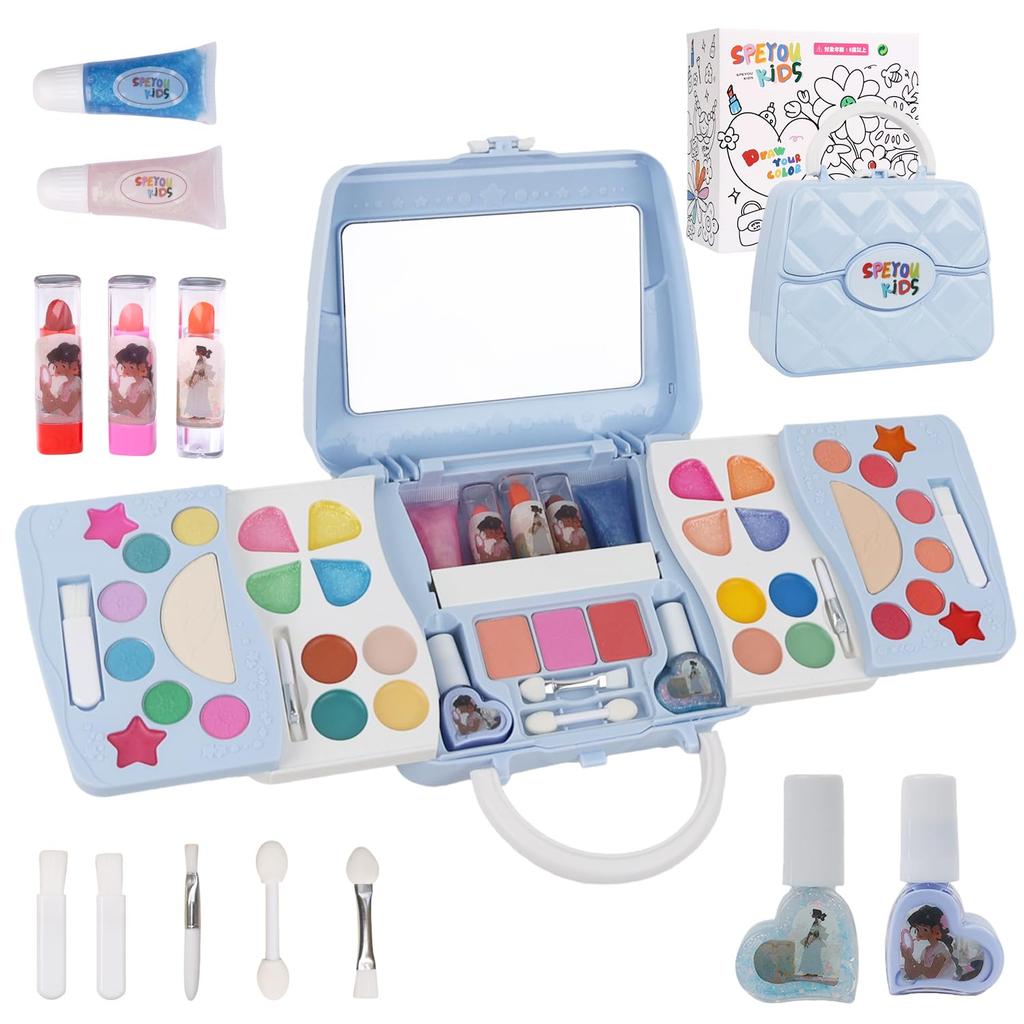 SPEYOU KIDS Kids Makeup Food and Drug with Storage Makeup Elementary School Pretend Makeup Cosmetic Christmas Gift Set, Inspected, Additive-Free,