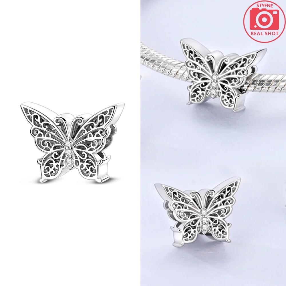 

Fashion Copper Charms Beads Colorful Butterfly Sparkling Zircon Fit Qikaola Original Bracelets Diy Anniversary Jewelry