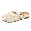 Flat bottom hollow mesh breathable bag head fashion half slippers women's outer wear 2025 height increase new summer skirt