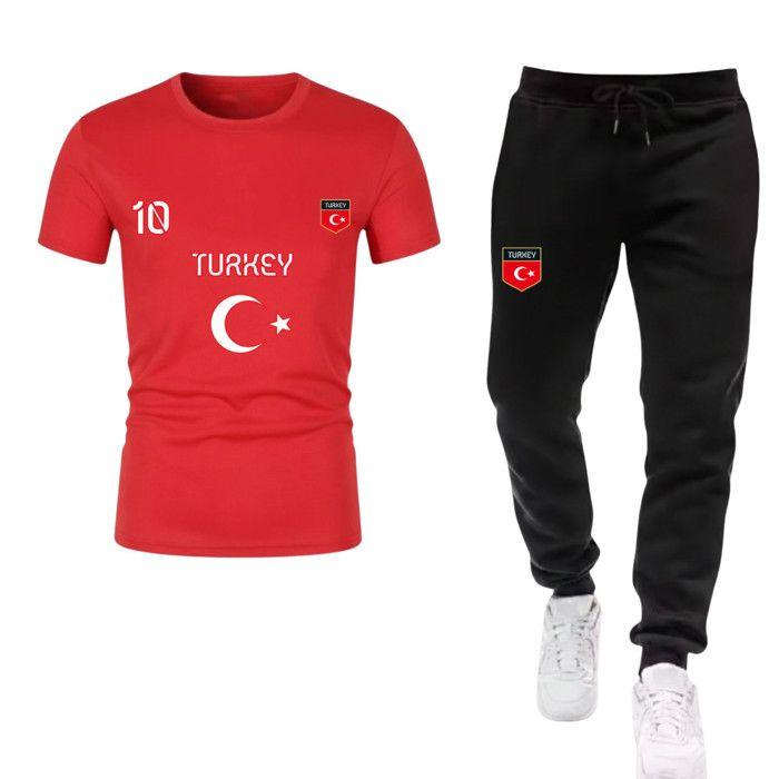 Men's Sport Foot Design Turkey Pack – T-shirt &; Relax Pants - - Red